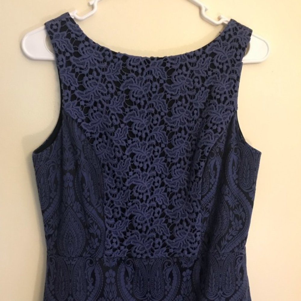 Anthro Champagne & Strawberry Blue Cocktail Dress